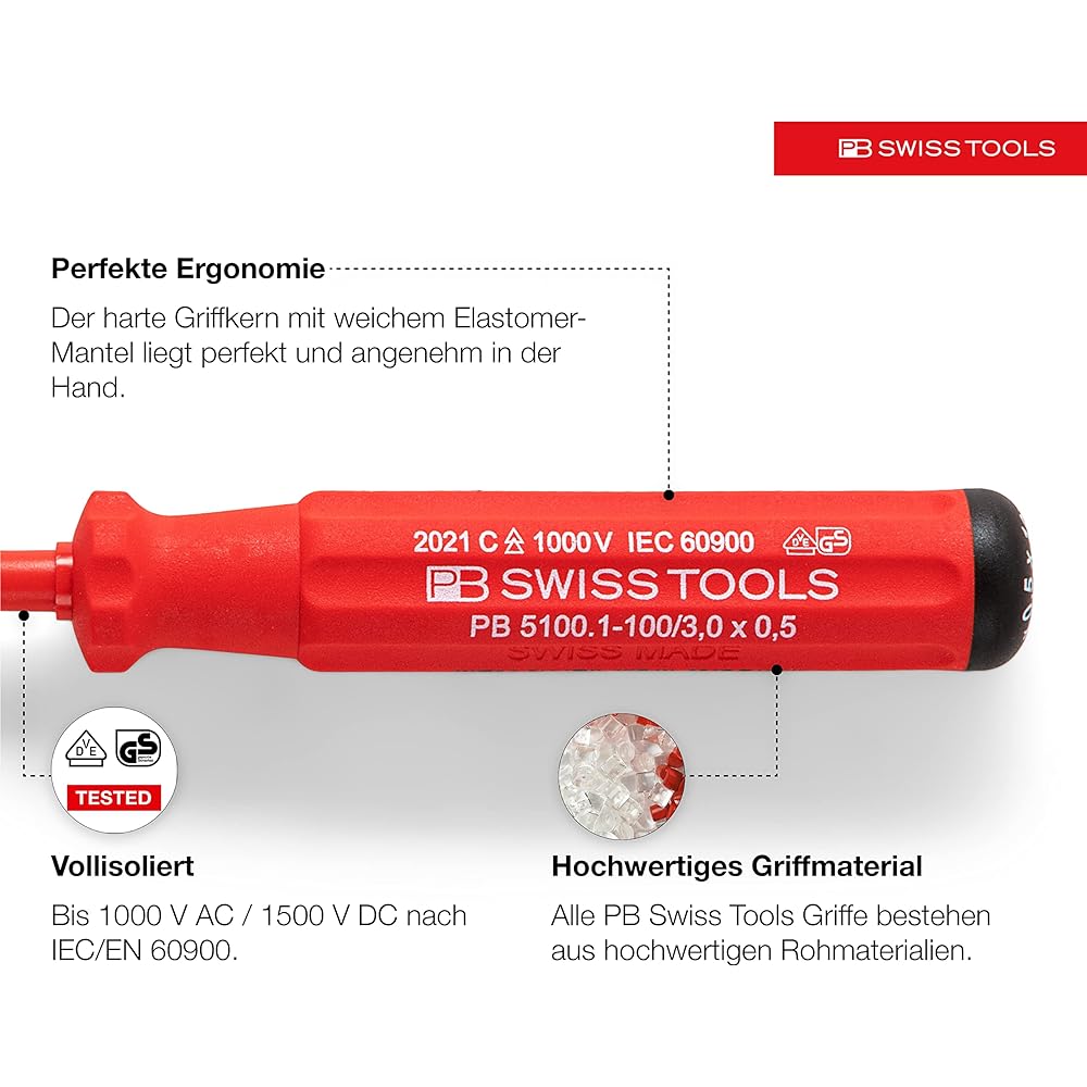 PB SWISS TOOLS 3 Piece Swiss Grip Classic Type Insulated Phillips Screwdriver Set Paper Box 5548.CBB
