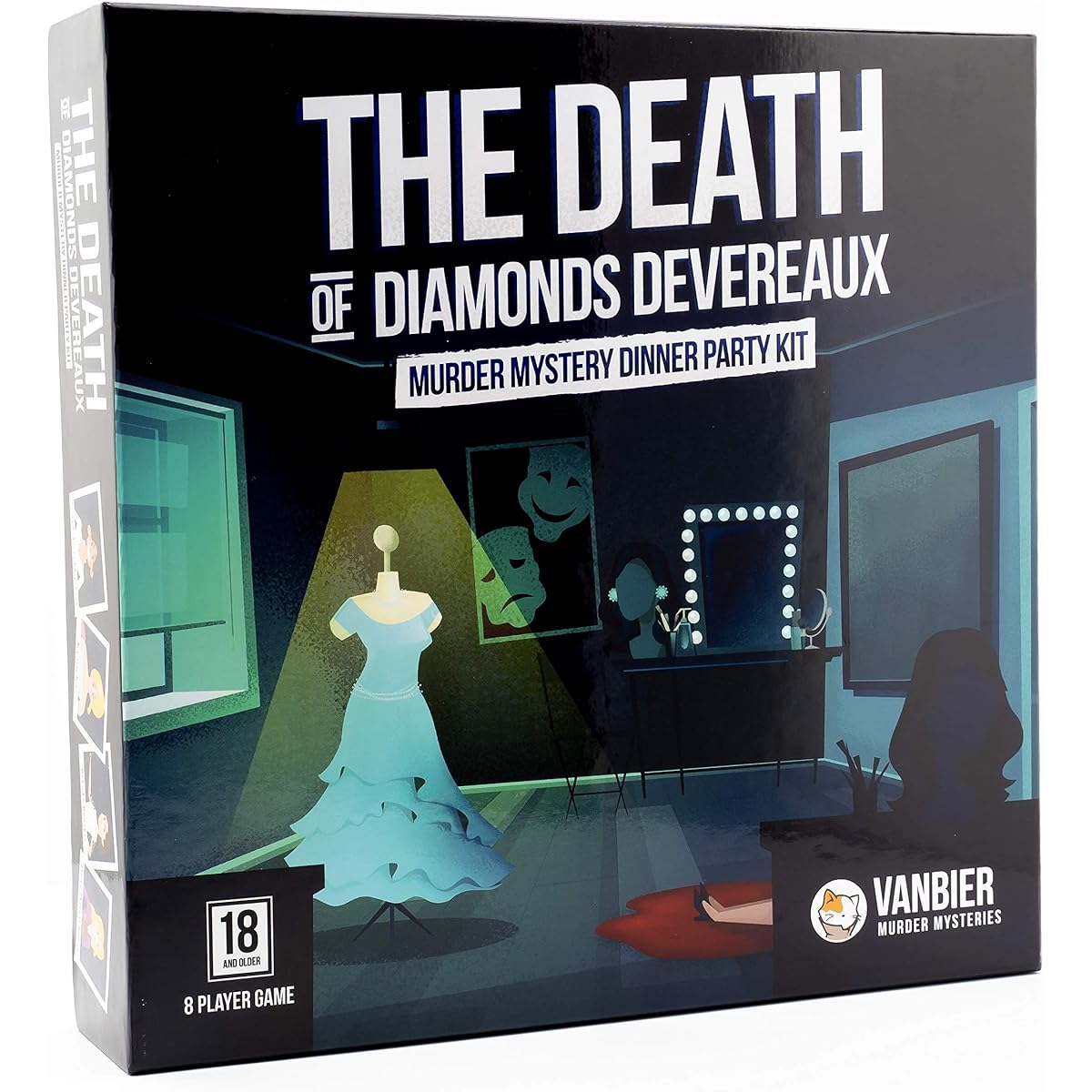 Death of Diamonds Devereaux, A Drag Queen Themed Murder Mystery Dinner Party Game for 8 Players