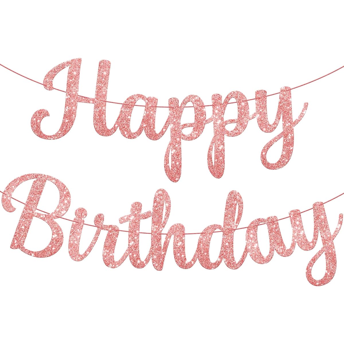 Happy Birthday Rose Gold Cursive Banner