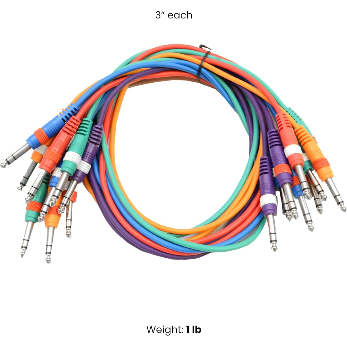 SEISMIC AUDIO - SASPC3 - 10 Pack 3' TRS Jumper Patch Cables - Multiple Color Codes