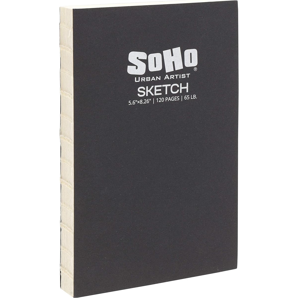 SoHo Urban Artist Open Bound Sketchpad 120 Sheets 65lb (100gsm) Paper Stock with Visible Coptic Binding for Writing, Sketching, Drawing and Dry Media - [White | 5.6" x 8.25"]