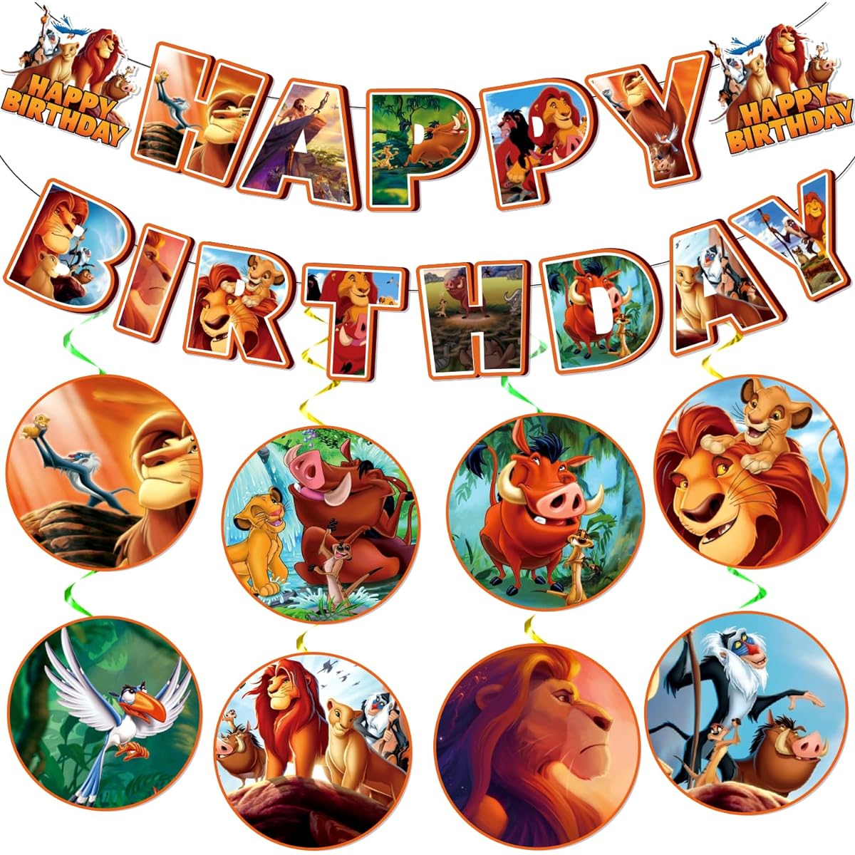 Lion Birthday Party Supplies Banner Lion Party Decorations 1 Happy Birthday Banner and 8 Lion Decorations with Swirls for Lion Birthday Party