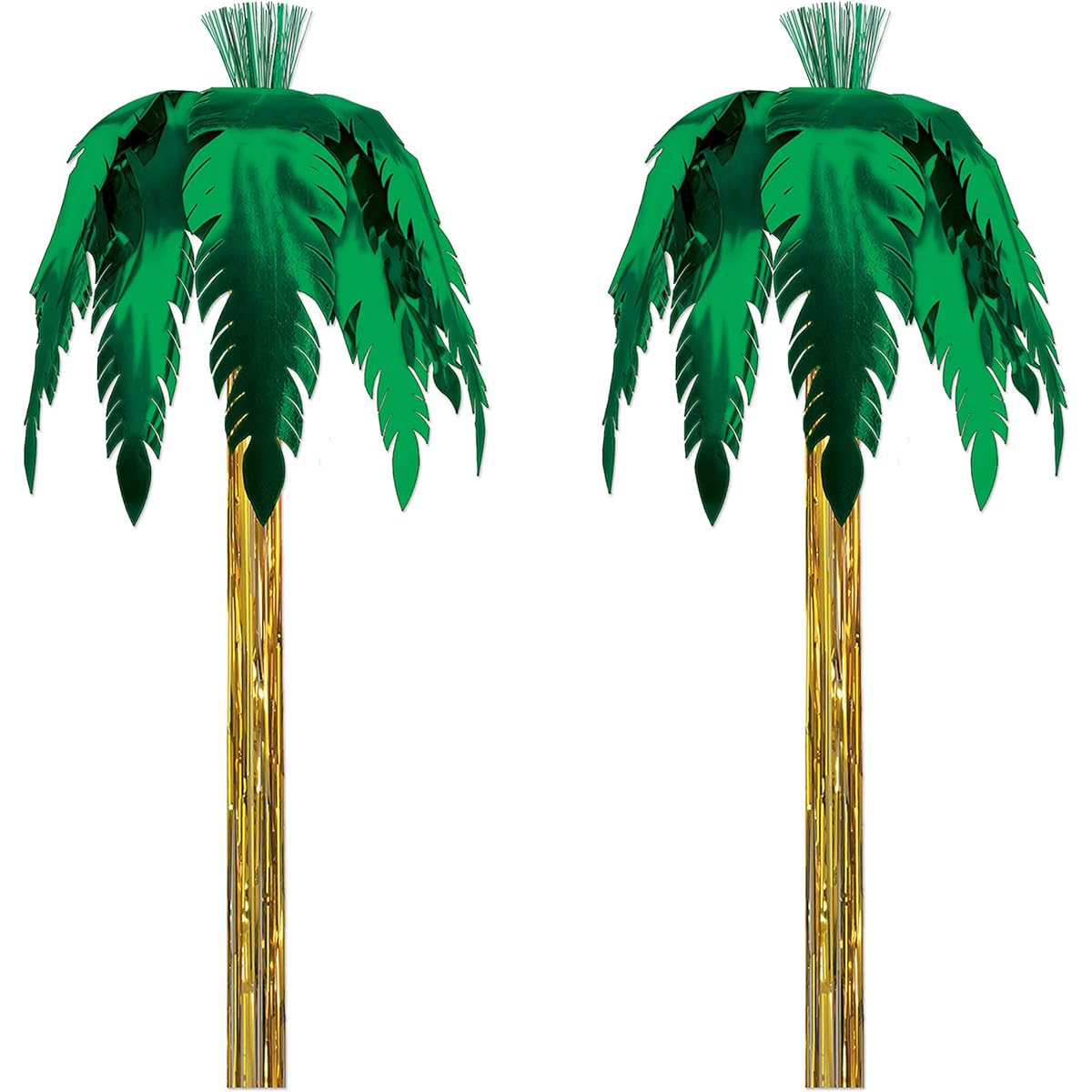Beistle Metallic Giant Royal Palm Tree 2 Piece Hanging Decorations Luau Party Supplies 111 Inch Green/Gold