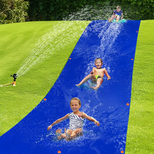 30 x 8 ft Lawn Water Slide - Heavy Duty Slip and Slide Trap Water Slide for Adults & Kids, Easy to Set Up with 24 Ground Nails, Fun Water Game for Outdoor Backyard Lawn, Blue