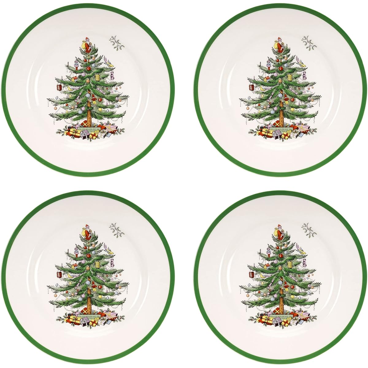 Spode Christmas Tree 10-1/2-Inch Dinner Plates, Set of 4 by Royal Worcester