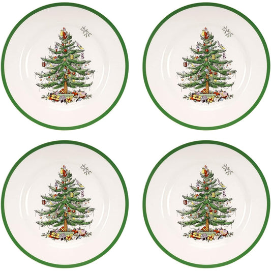 Spode Christmas Tree 10-1/2-Inch Dinner Plates, Set of 4 by Royal Worcester