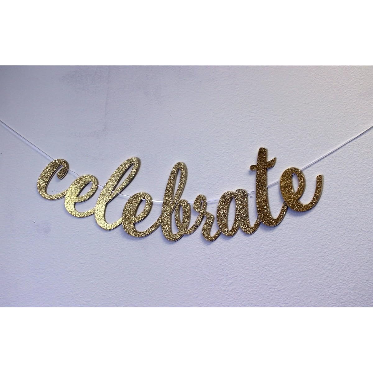 All About Details Celebrate Cursive Banner 1 Set Birthday Banner Graduation Banner Anniversary Banner Bridal Shower Banner Retirement Banner (Gold)