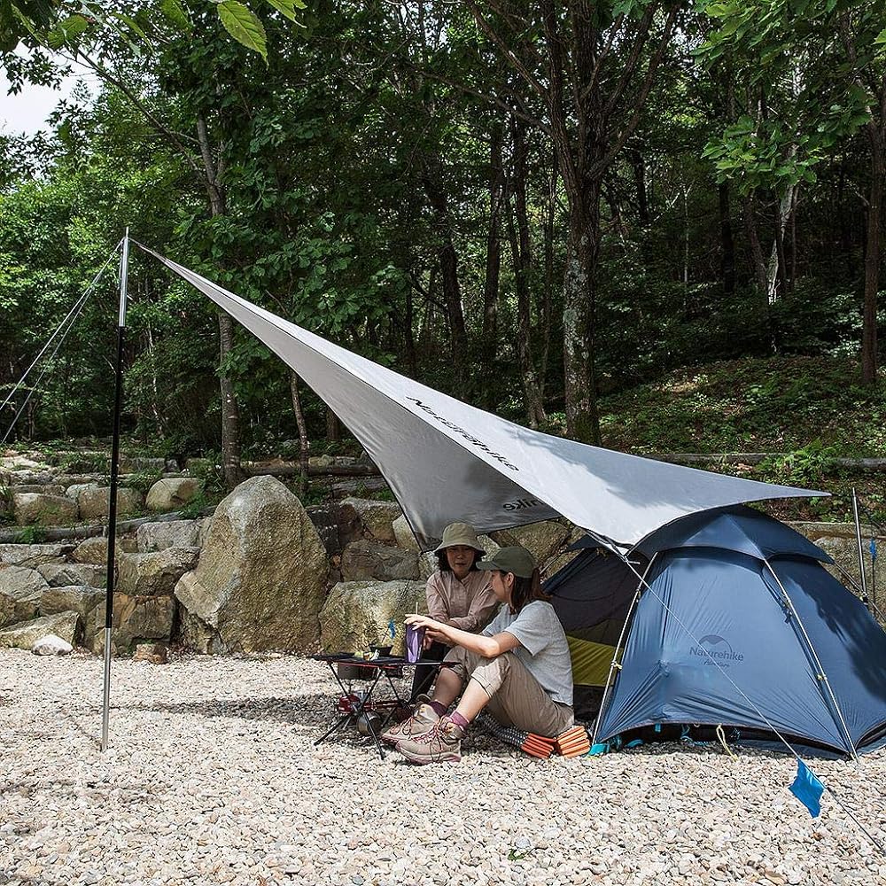 Naturehike Camping Tent Tarp Cloud Flying Rainproof PU1500+ Sunscreen Shelter Shade Tarp Outdoor Lightweight Sunshade Tarp Tent Ultra Lightweight (Does Not Include Main Tent Pole) (Gray)