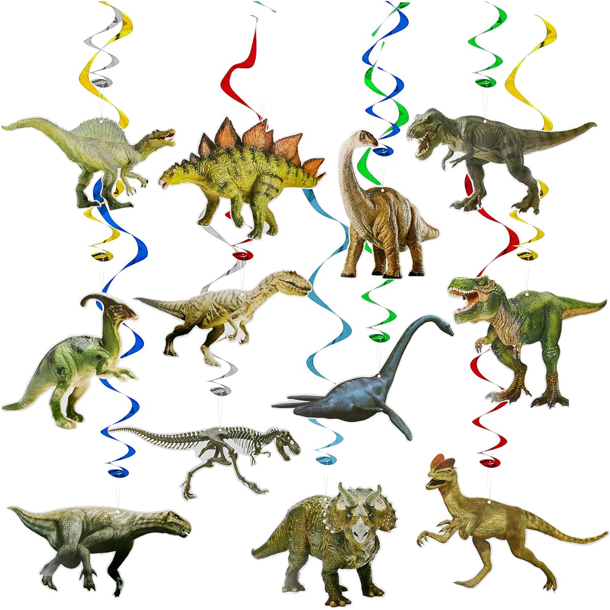 Dinosaur Hanging Swirls 48ct Dinosaur Ceiling Decor Dinosaur Birthday Decorations for Boys Jurassic Dinosaur Party Supplies