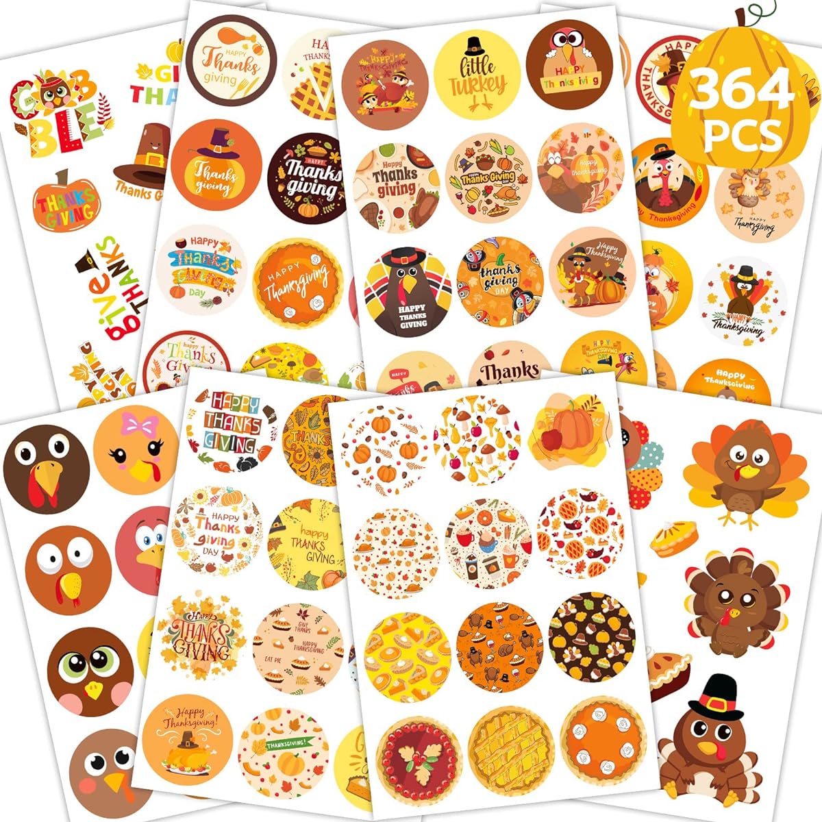 Happy Thanksgiving Stickers Turkey Stickers for Kids Happy Thanksgiving Stickers for Cards Fall Stickers Thanksgiving Stickers for Envelopes Bottle Supplies (Thanksgiving)
