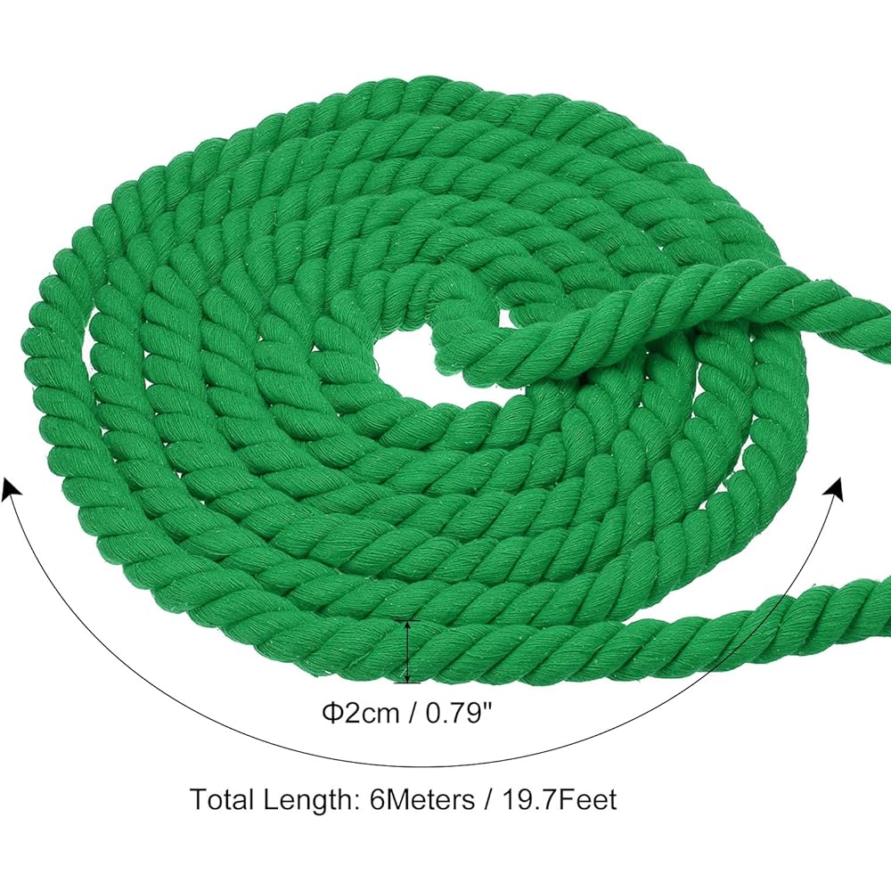PATIKIL 20 Feet Tug of War Rope for Adults and Teens, 3 Braided Natural Cotton Rope with Flag for Yard Games and Team Building Activities, Green