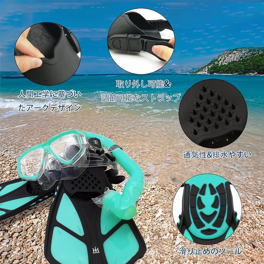 HH HHAO SPORT Kids Snorkeling Snorkel Set Snorkeling Set 2 Piece Set Snorkel Mask Dry Snorkel Tempered Glass Storage Bag Included For Beginners Easy to Put On and Take Off Unisex