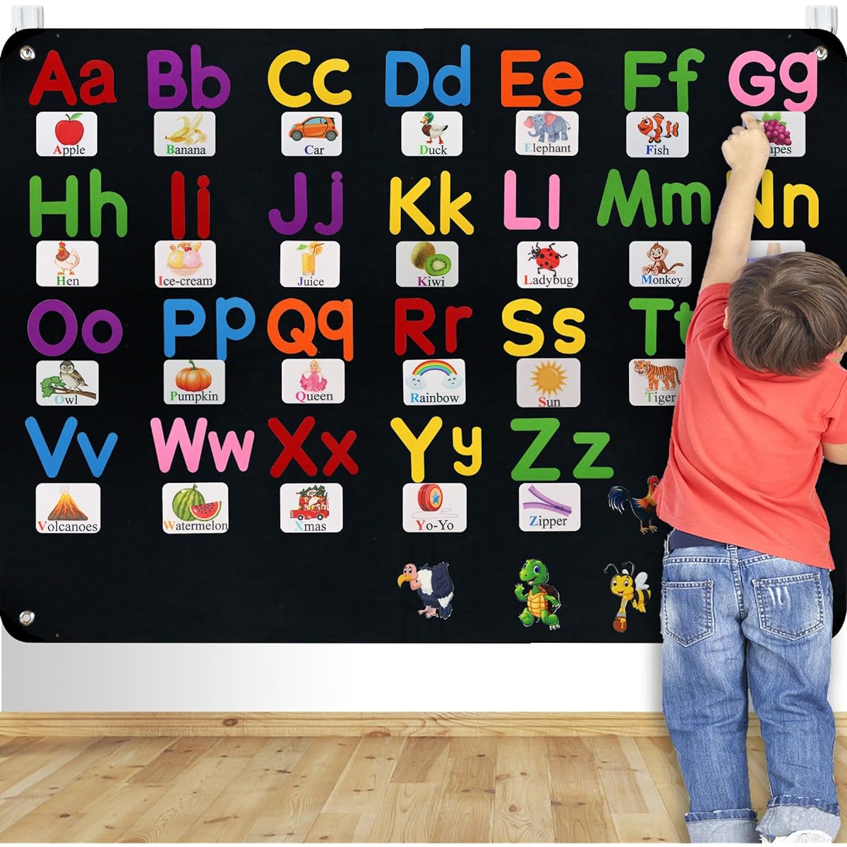 ABC Learning Toys for Toddlers Alphabet Flannel Felt Board Story Preschool Learning Spelling Colors Activity 130 Pieces Uppercase Lowercase Flash Cards Vocabulary Educational Sensory Toys