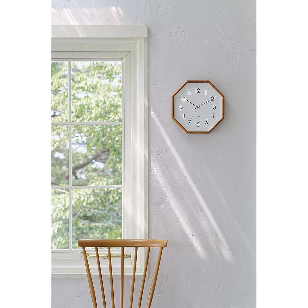 Interform Wall Clock CL-4089WH Henrit White Gold Wood Octagonal W28 x H28 x D5.5cm