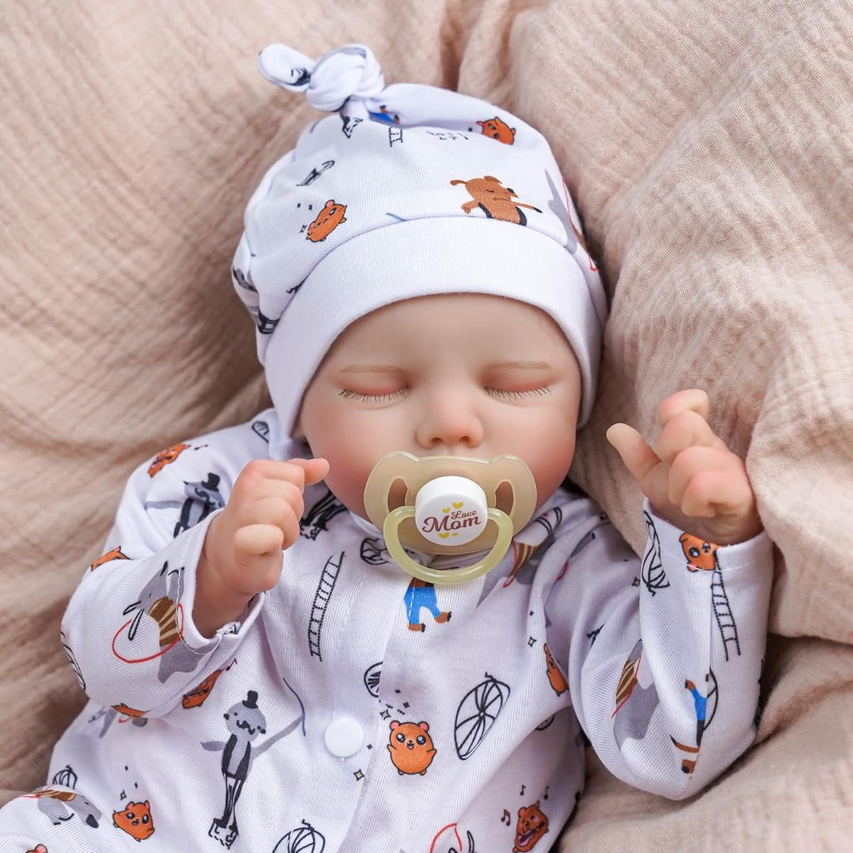 ADFO Lifelike Reborn Doll Boy 17 Inch Realistic Boy Doll Newborn Realistic Baby Soft Vinyl Lifelike Reborn Doll Clothes and Toys Gift for Ages 3+