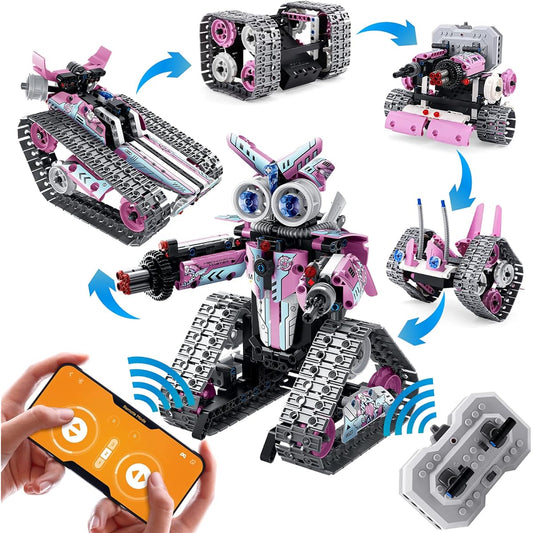 Amy&Benton Remote Control Robot Building Kit for Girls, Stem Pink Robot Kit with App, for Kids Ages 8-16