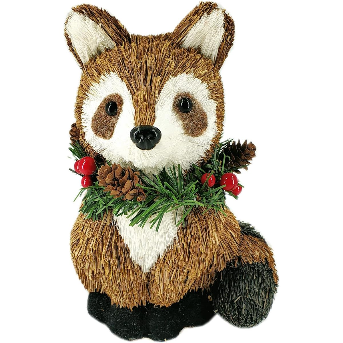 Nature Vibe Christmas Sisal Raccoon Decorations Natural Wood Animals Christmas Table Decorations Straw Realistic Woodland Animals Christmas Decorations for Festival Party Supplies Gifts