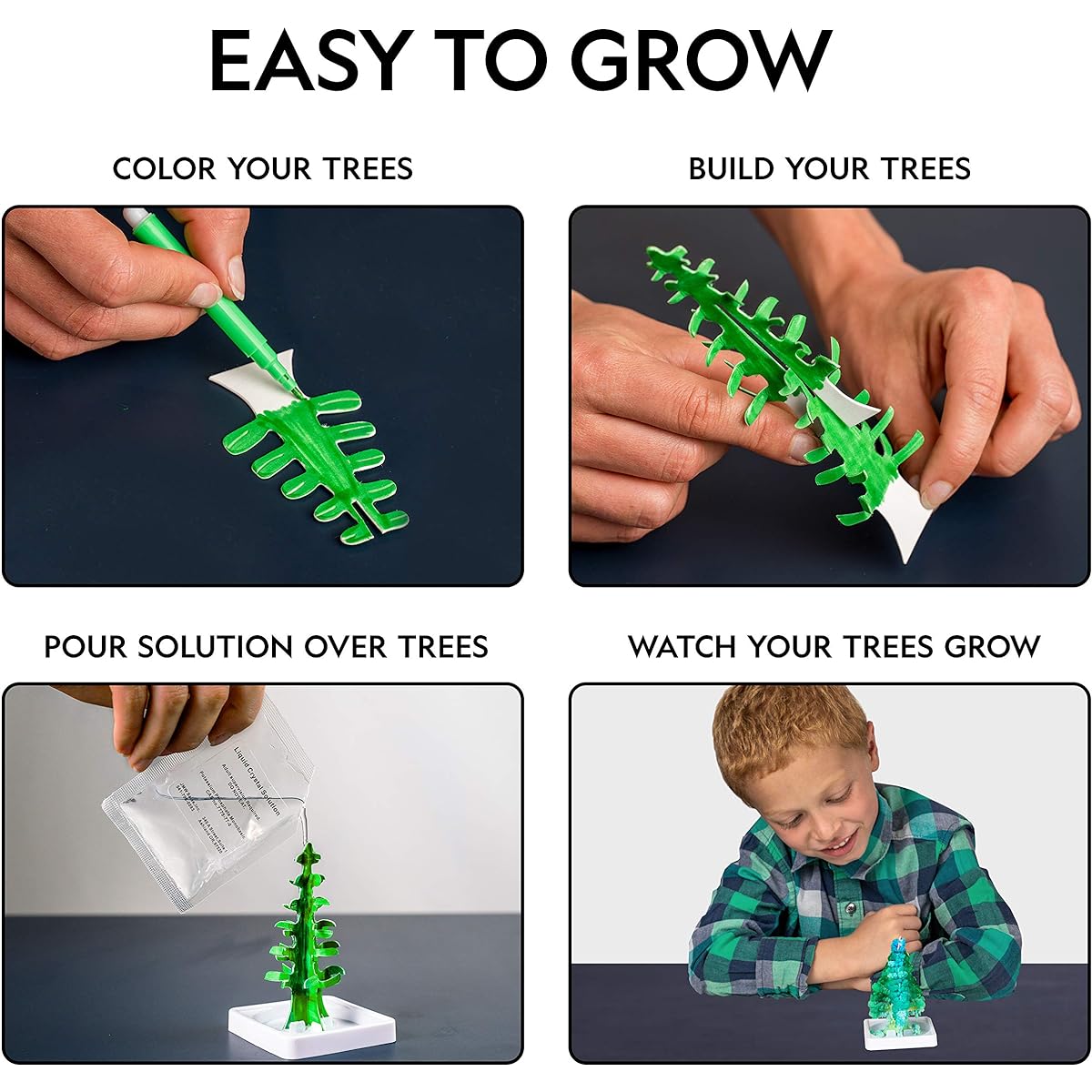 NATIONAL GEOGRAPHIC CRYSTAL GROWING GARDEN - Grow 2 Crystal Trees in Just 6 Hours with This Crystal Growing Kit for Kids, Includes Geodes, Learning Guide and More, Great Gift for Boys and Girls