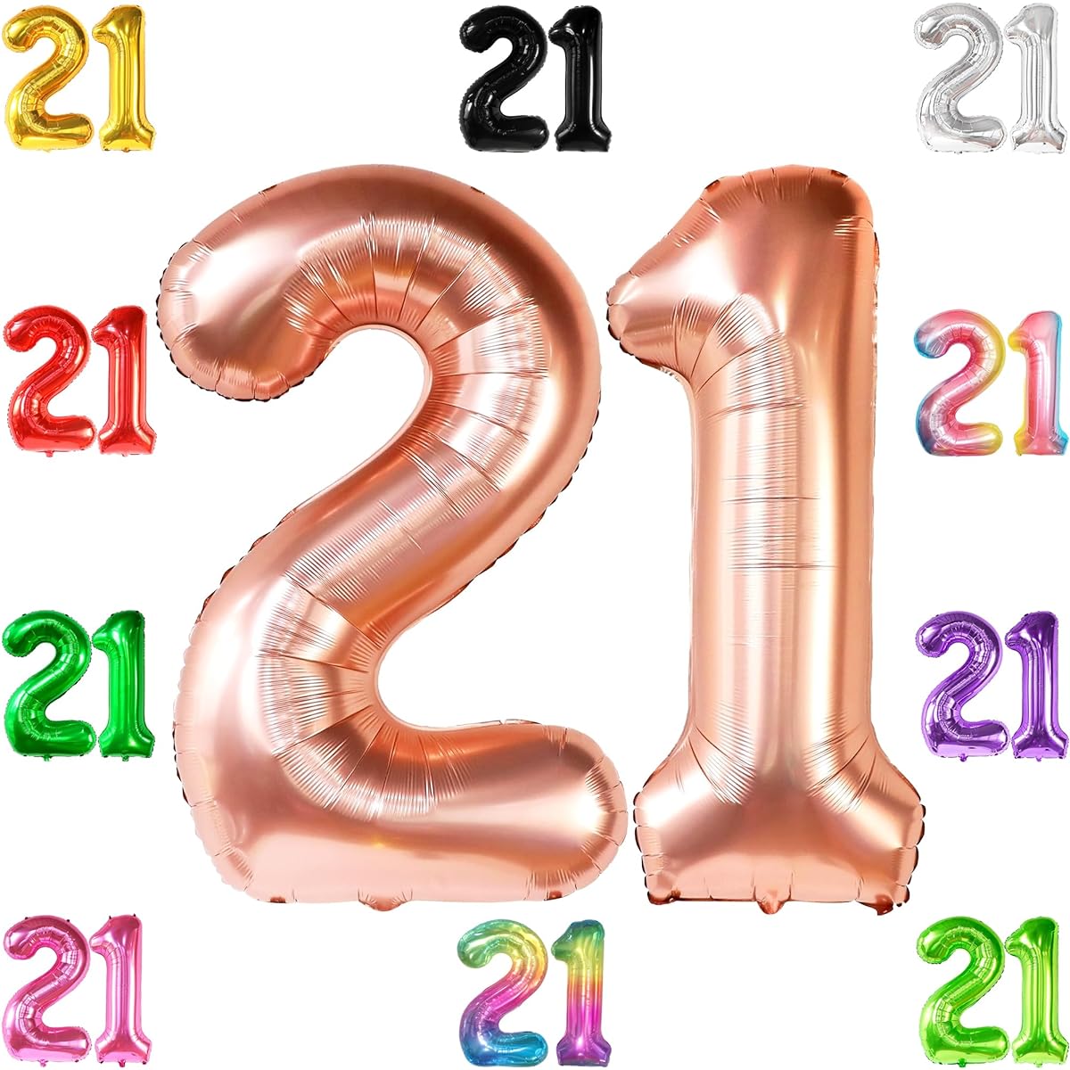 rose gold number 21 foil balloon