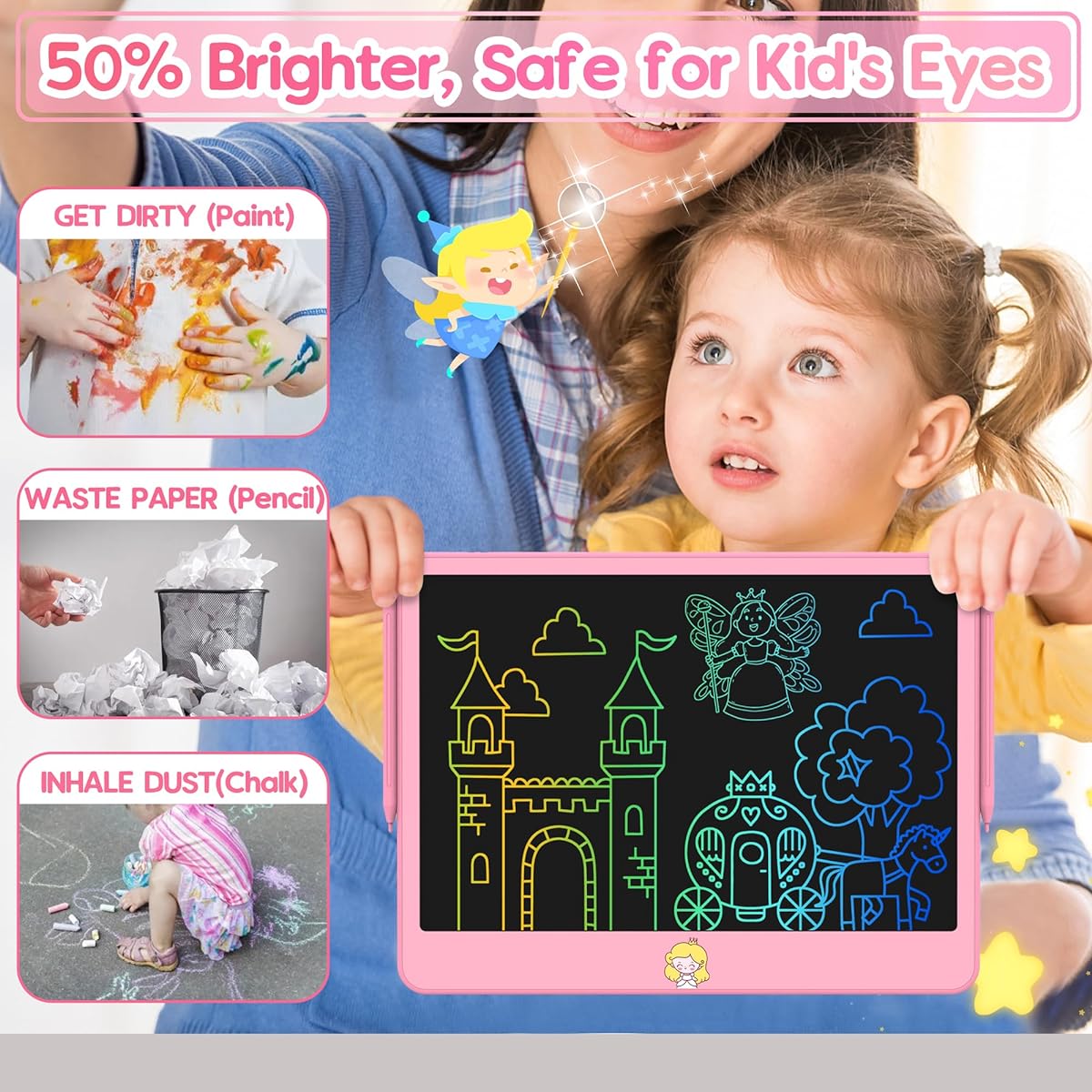 Hockvill LCD Writing Tablet for Kids 12 Inch Learning Toys for Children Drawing Pad for Girls Boys Erasable Doodle Board for 3 4 5 6 7 8 Year Old Toddlers Travel Essentials Christmas/Birthday Gift