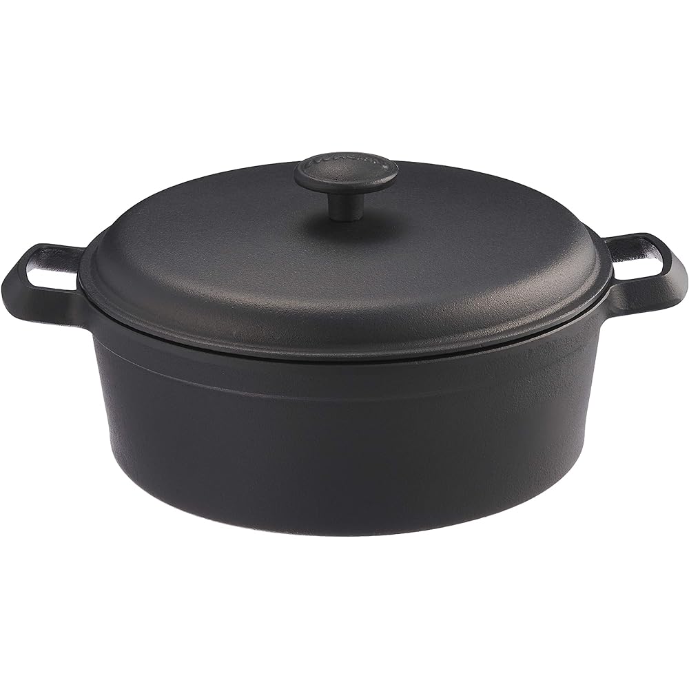 Iwachu Family Stew Pan 23, Black Baked, Inner Diameter: 23.5cm, IH Compatible, Nanbu Ironware 21639