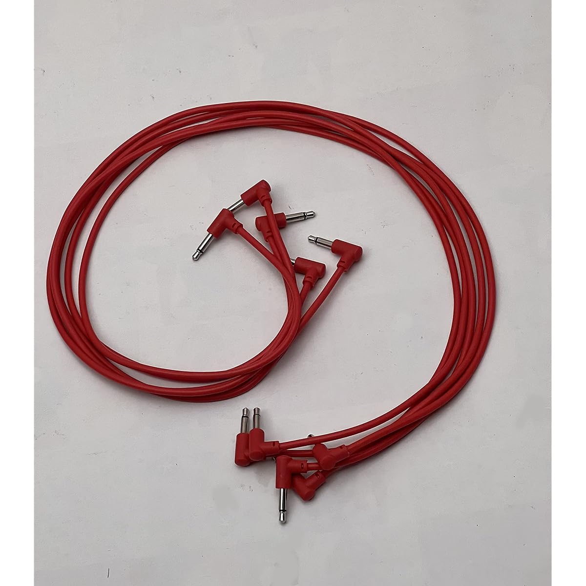 Luigis Modular M-PAR Right Angle Eurorack Patch Cables - 5 Pack Red Cables 24 (60cm)