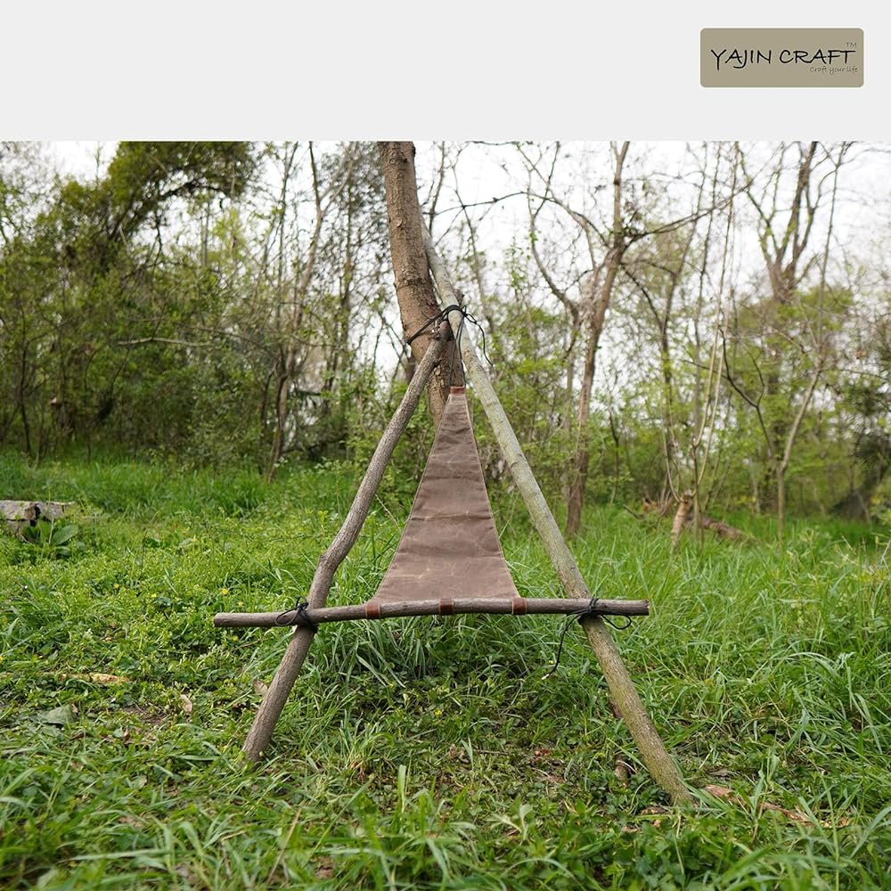 YAJIN CRAFT Bushcraft Chair, Outdoor Chair, Triangular Fabric Camping Chair, Bushcraft A-chair, Folding Chair, Made of Fabric, Rugged, Compact, Easy to Carry, Portable