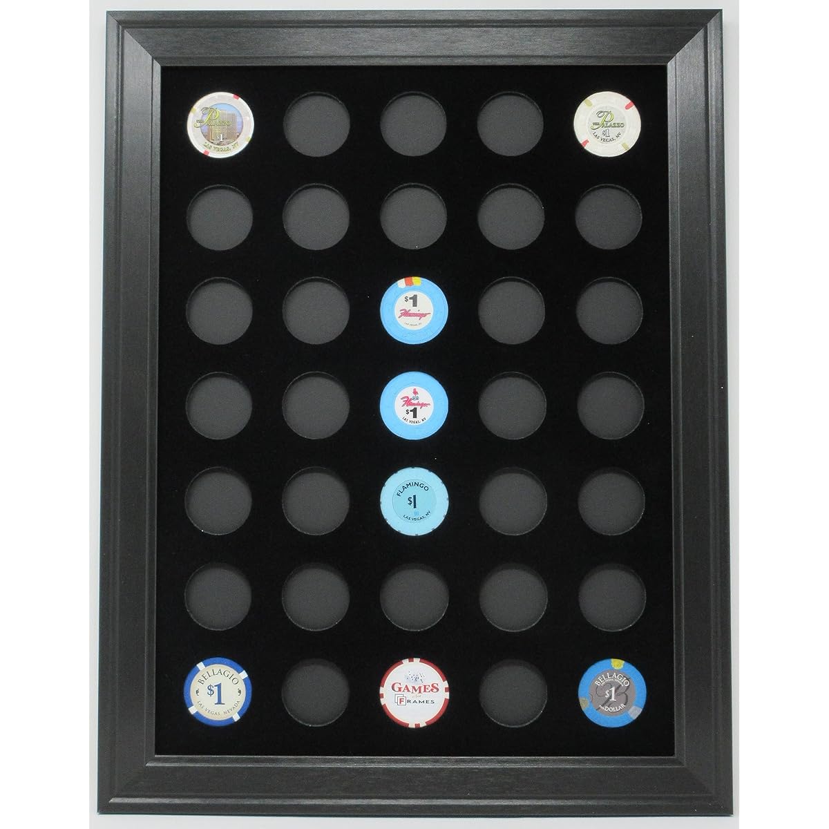 Black Casino Chip Display Frame 35 Casino Poker Chips (Not Included)