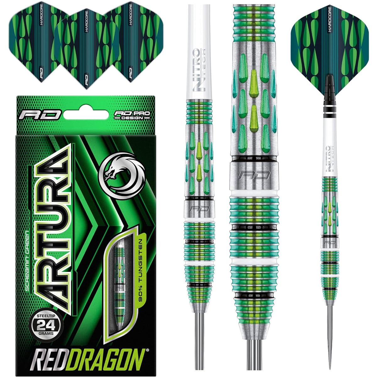 RED DRAGON Artura Shocking Series Premium Tungsten Darts Set with Flights and Stems