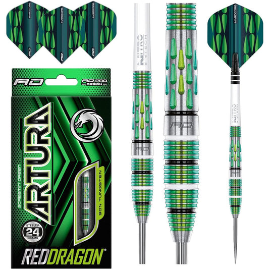 RED DRAGON Artura Shocking Series Premium Tungsten Darts Set with Flights and Stems