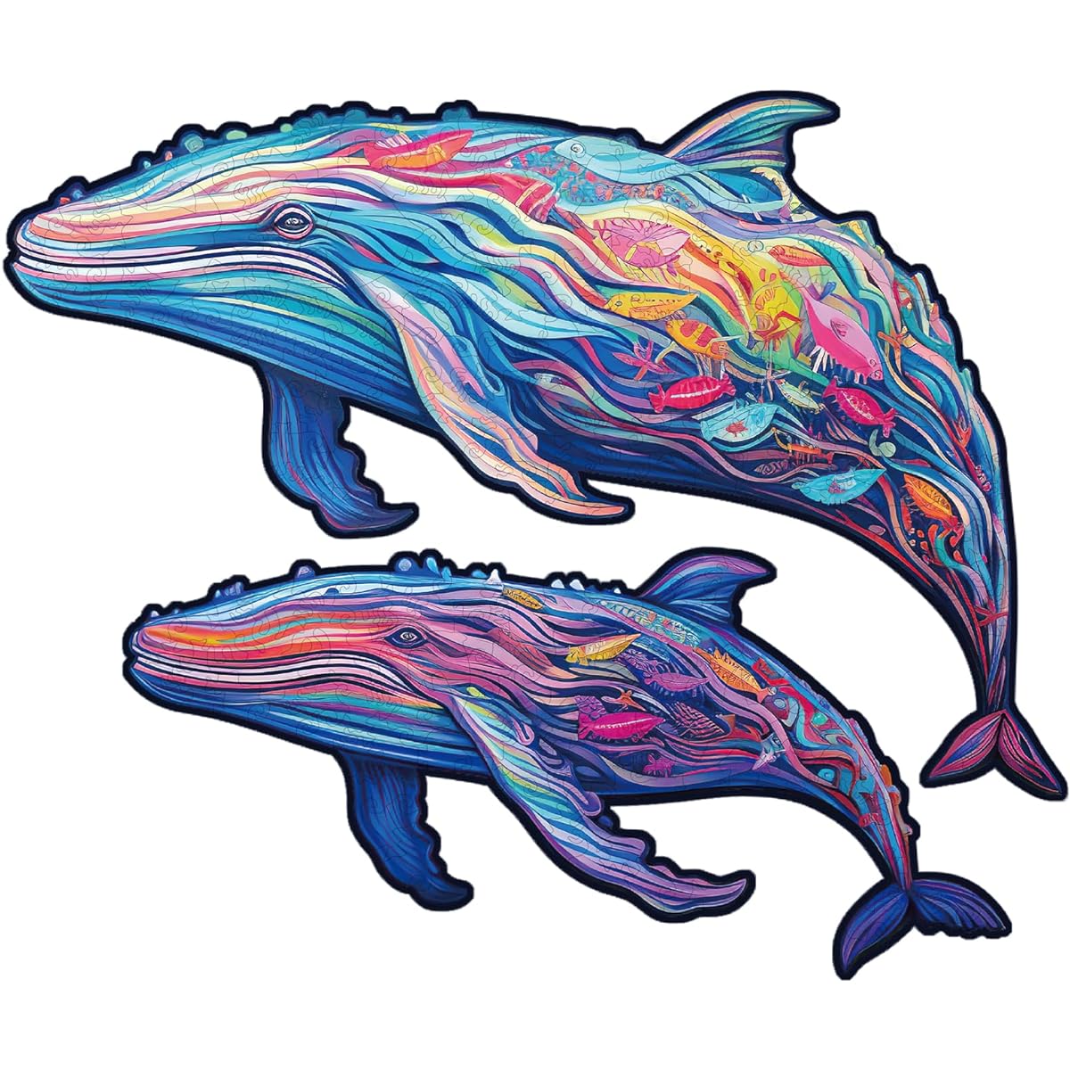 KAAYEE Wooden Jigsaw Puzzle - Wooden Puzzle for Adults Unique Shape Advanced Whale Family Wooden Jigsaw Puzzle for Adults Family Puzzle (M-11.8"x11.8" 244 Pieces)
