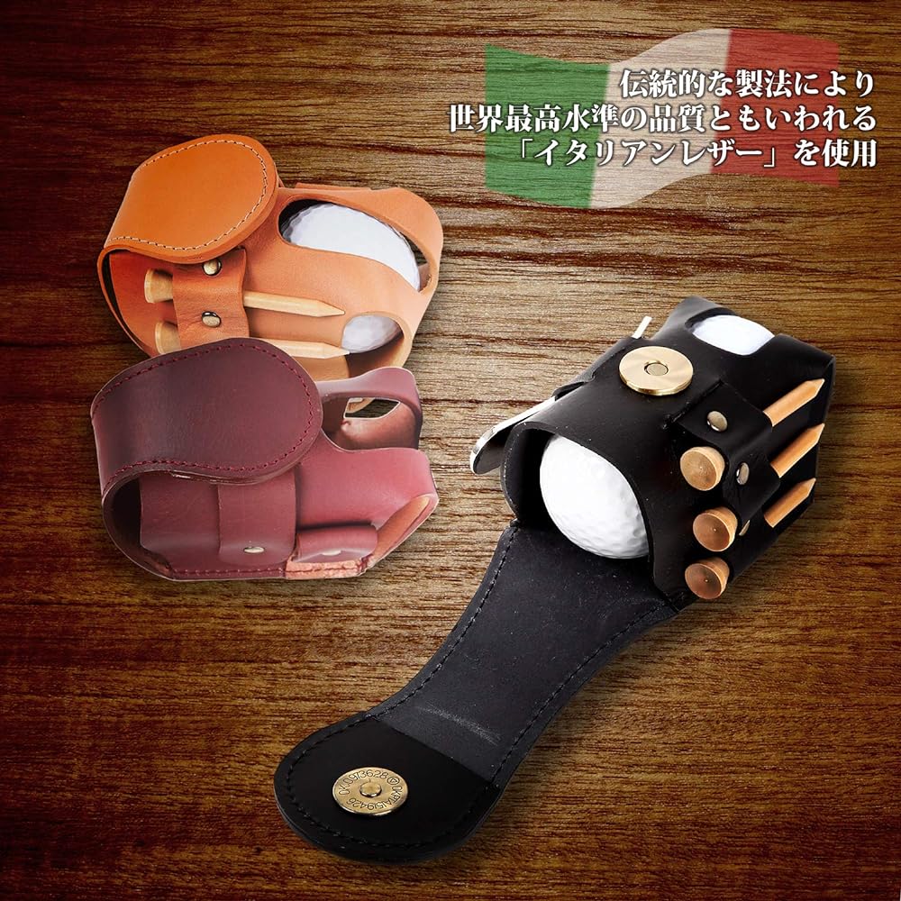 [mon luxe] Made of high quality Italian leather, golf ball case, ball holder, ball pouch, ball holder, fork and tee storage, belt loop type, for 2 pieces