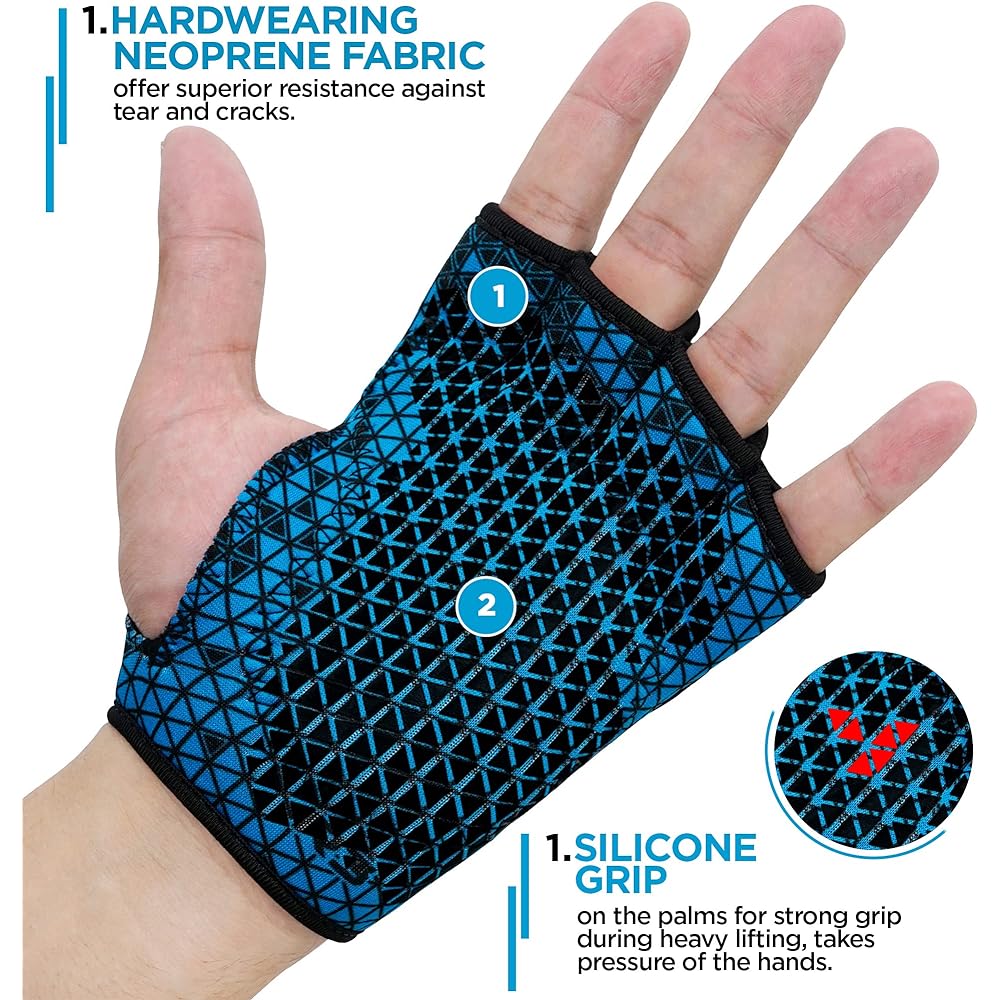RDX Weightlifting Gloves Non-Slip Neoprene Gym Powerlifting Fitness Strength Training Bodybuilding Workout (Blue, S/M)