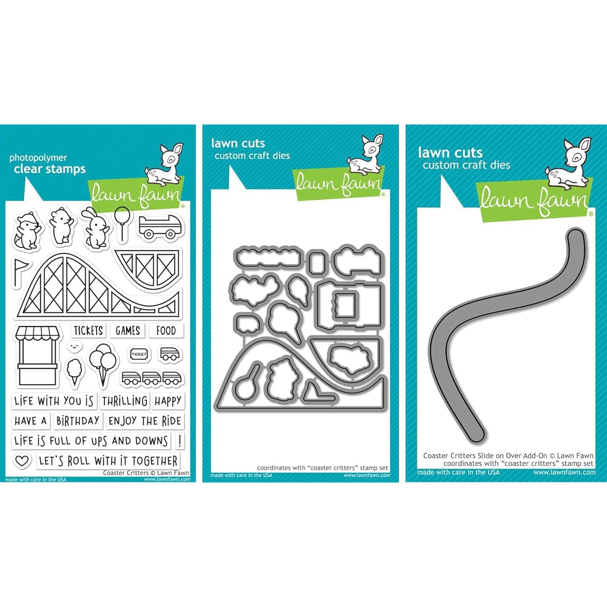 Grassy Fawn - Coaster Critters - Stamp and Die Set - Coaster Critters Stamp Die and Slide-on Add-on Die - 3 Item Set