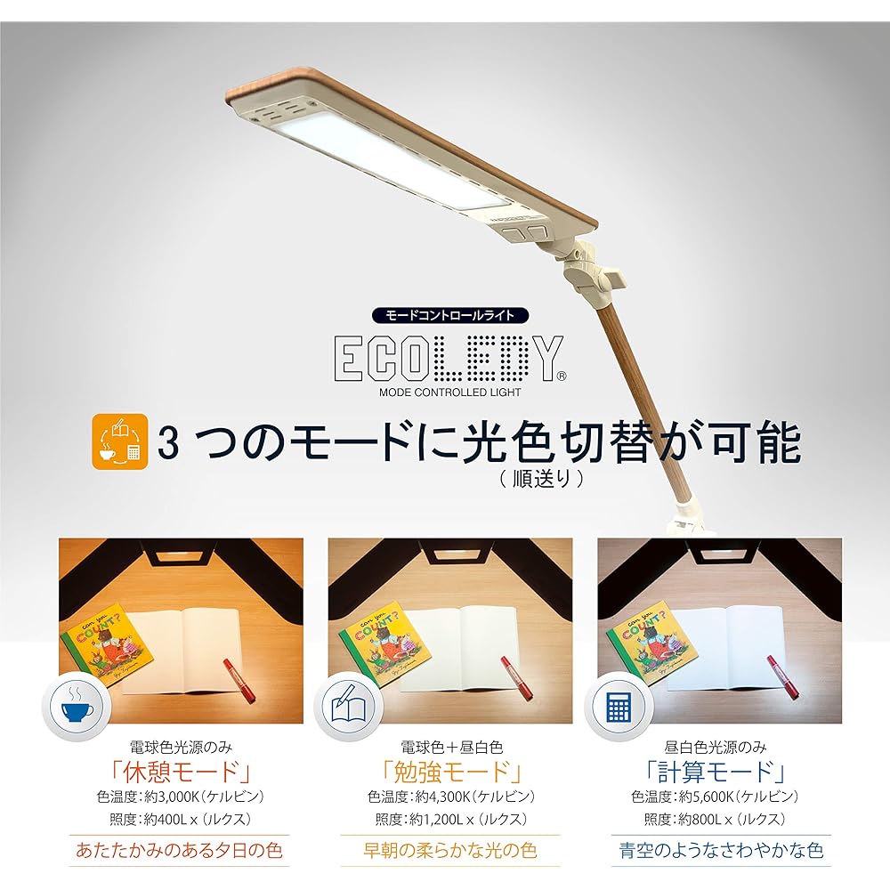 KOIZUMI (Koizumi Study Desk) LED Compact Arm Light Oak Wood Grain Pattern ECL-335NA