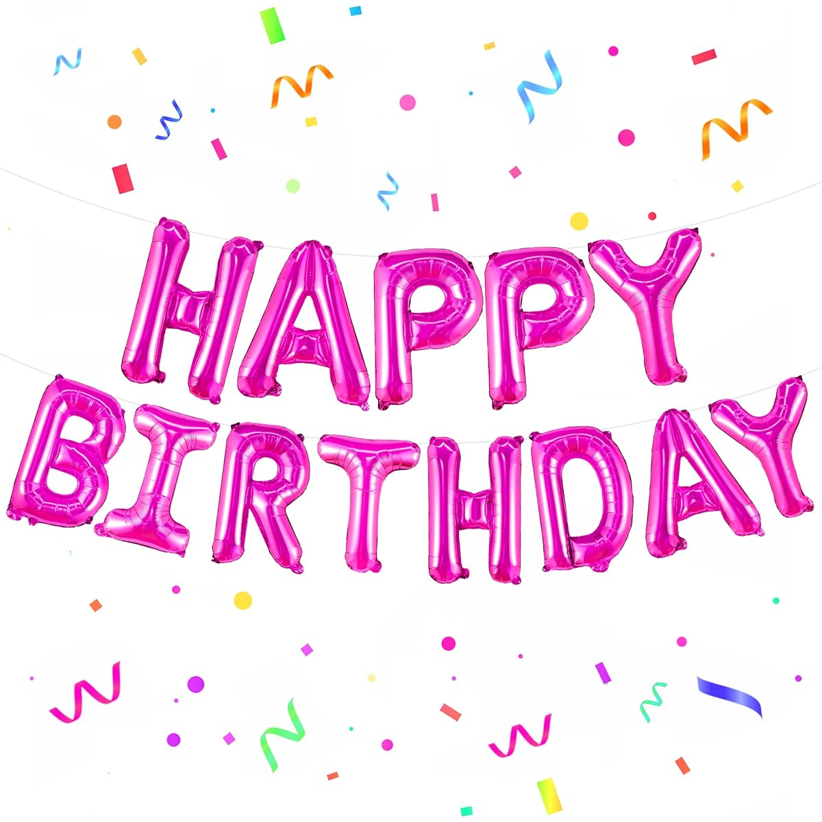 Happy Birthday foil balloon hot pink