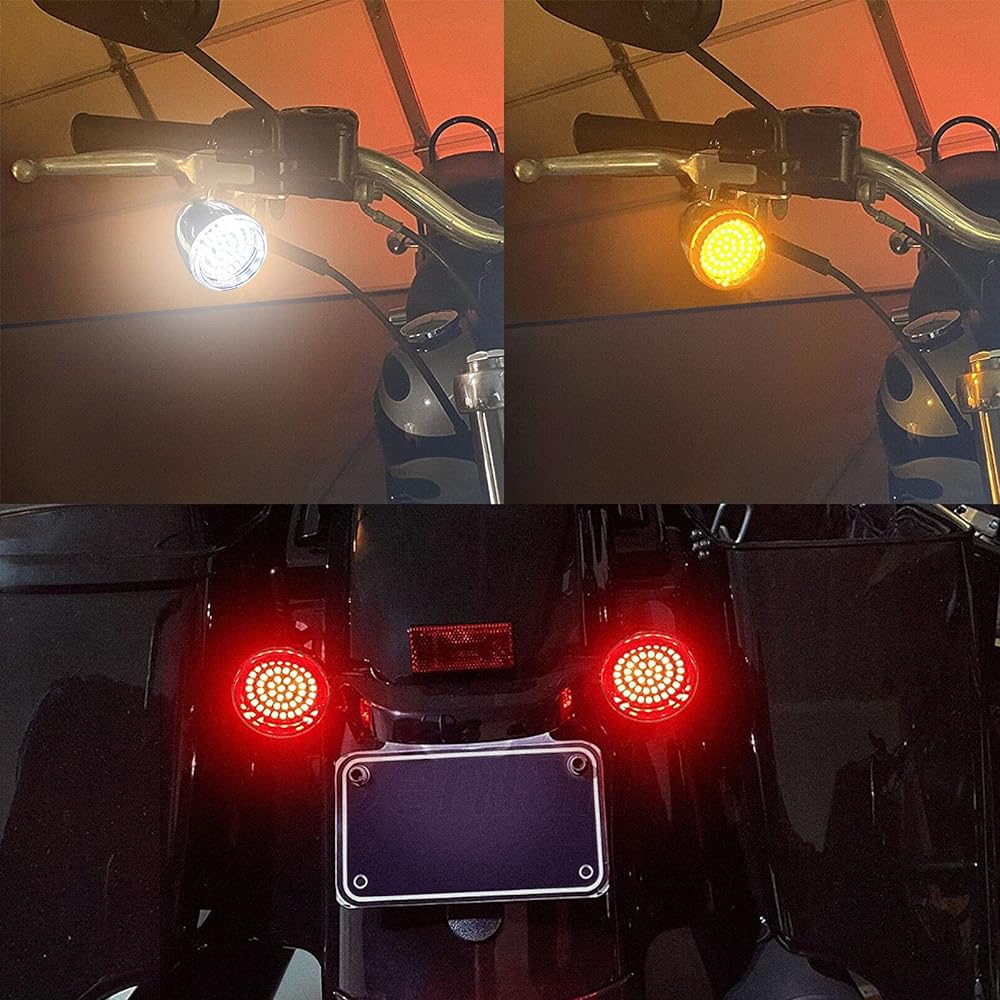 Benlari 2" 1157 Bullet Rear Front LED Turn Signal Light Kit with Smoked Lens Cover Compatible with Harley rTouring Dyna Softail Street Electra Glide Fatboy XL 2011-2017