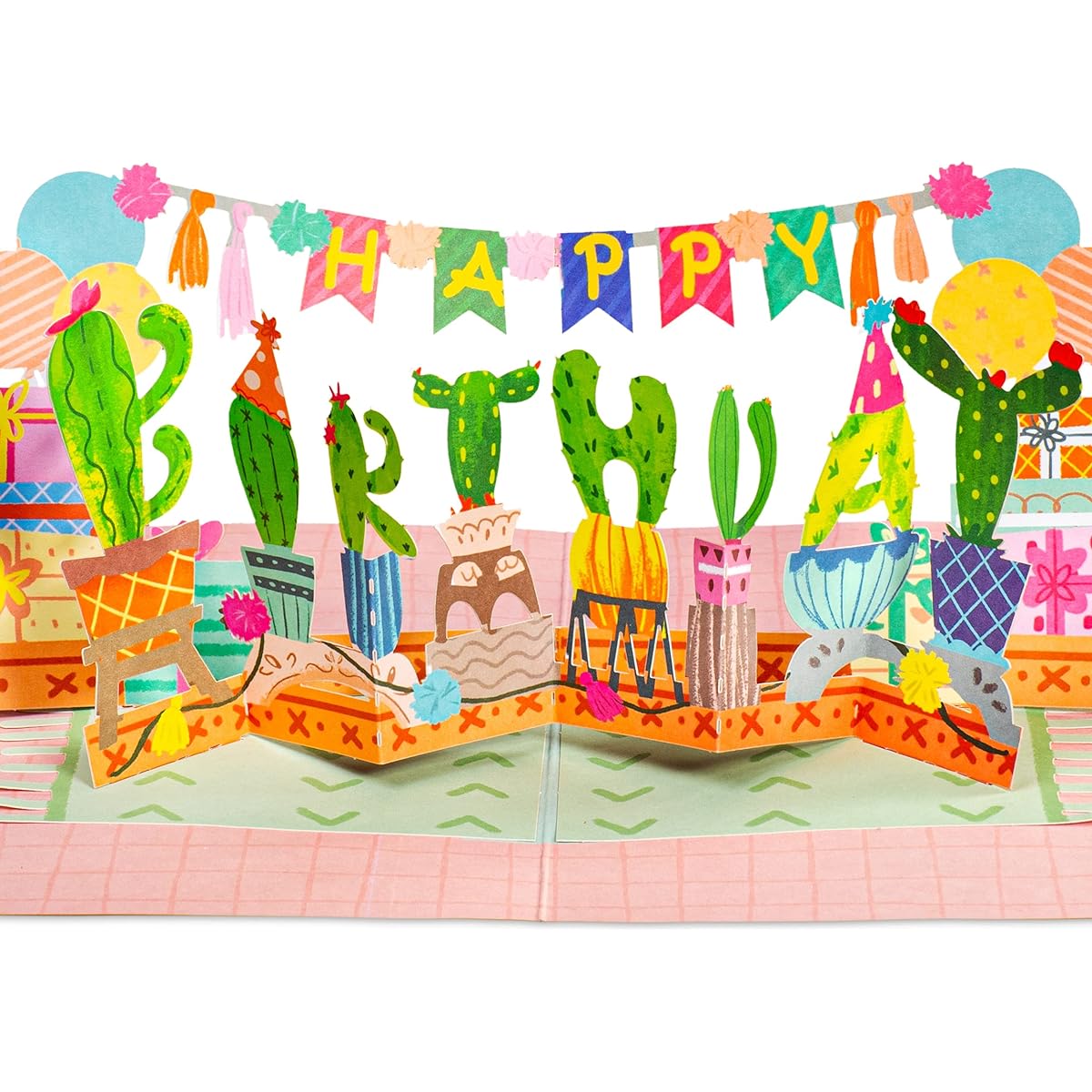Paper Love 3D Birthday Pop Up Card Happy Birthday Cactus for Adults or Kids 5" x 7" Cover with Envelope and Note Tag