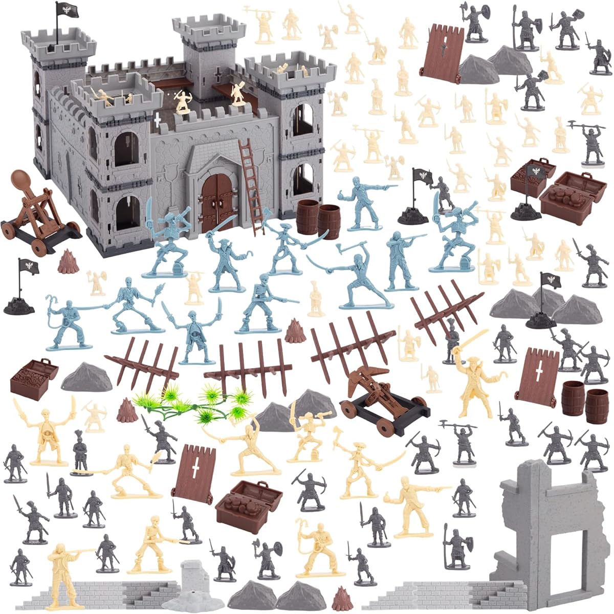 3 Otters 310 Pieces Military Soldier Playset Toy Soldier Medieval Knight Military Pirate Castle Model Building for Boys Birthday Christmas Party Gift