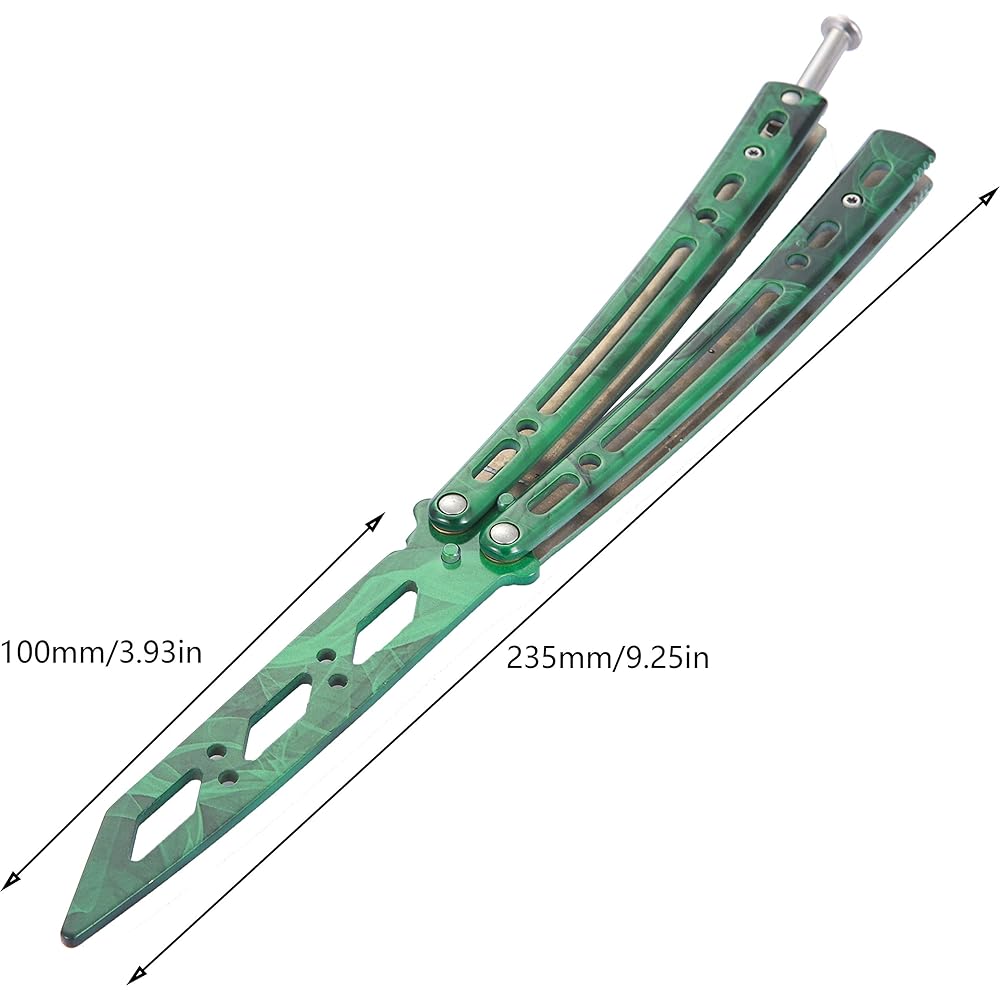 Foldable Outdoor Camping Equipment Practice Butterfly Knife Bladeless Training Tool Three Edges (Green)