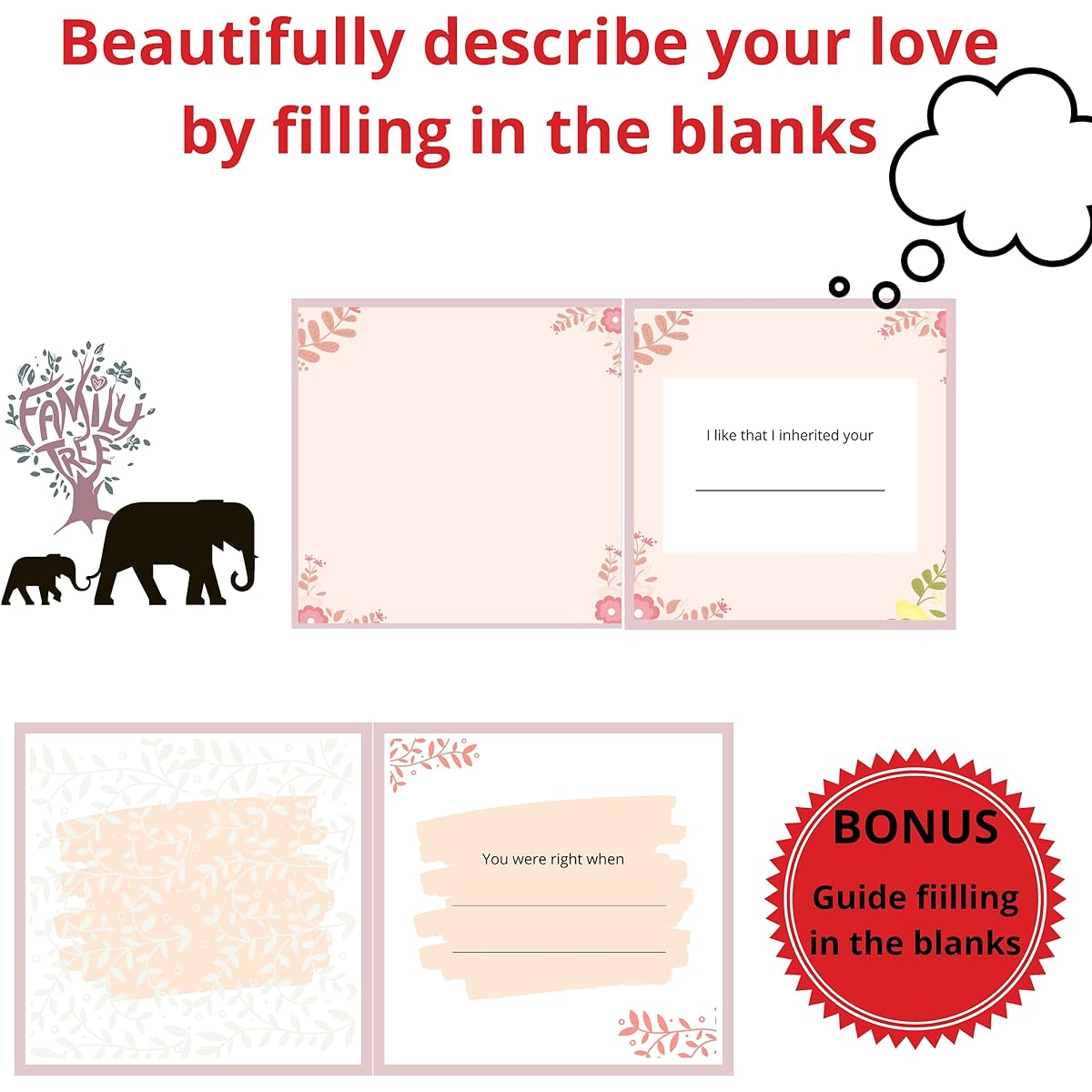 Gifts for Mothers Fill in the Blanks Love Book Mother's Day Gift Birthday Any Occasion Personalized Thoughtful Meaningful Unique Gift Journal Prompts Mom Book Pink