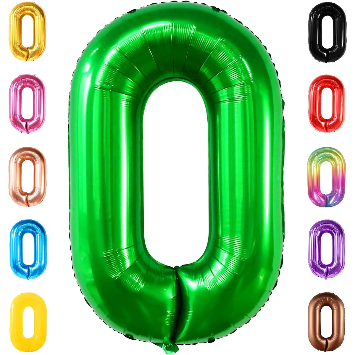 dark green number 0 foil balloon