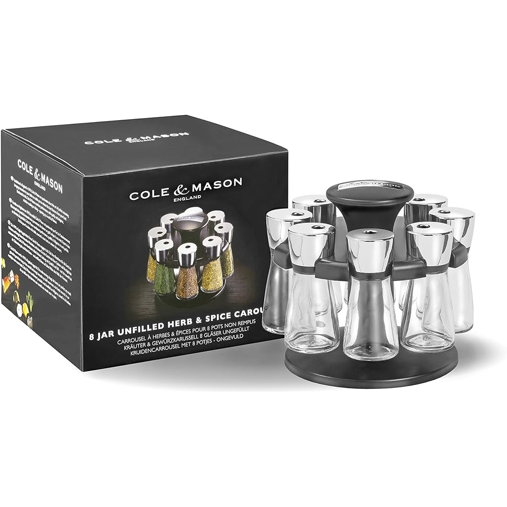 Cole & Mason Rotary Seasoning & Spice Rack with 8 Jars 17.5cm H103059