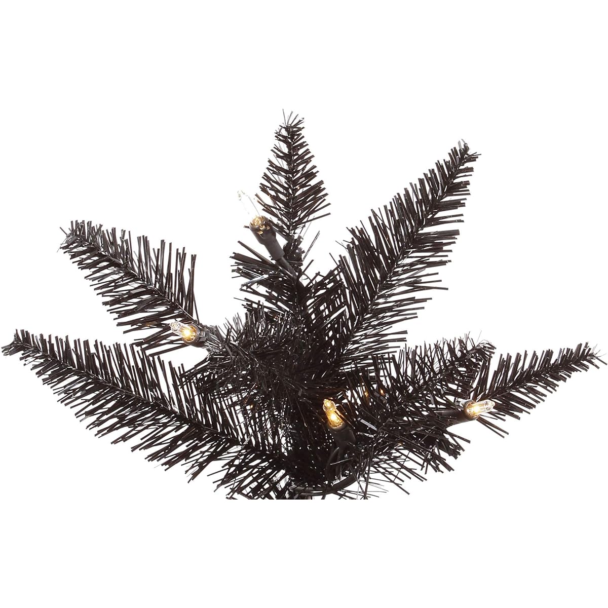 Vickerman 1.7' x 34" Black Fir Artificial Christmas Tree with 250 Clear LEDs - Lifelike Home Decor - Maintenance Free Fake Christmas or Halloween Tree