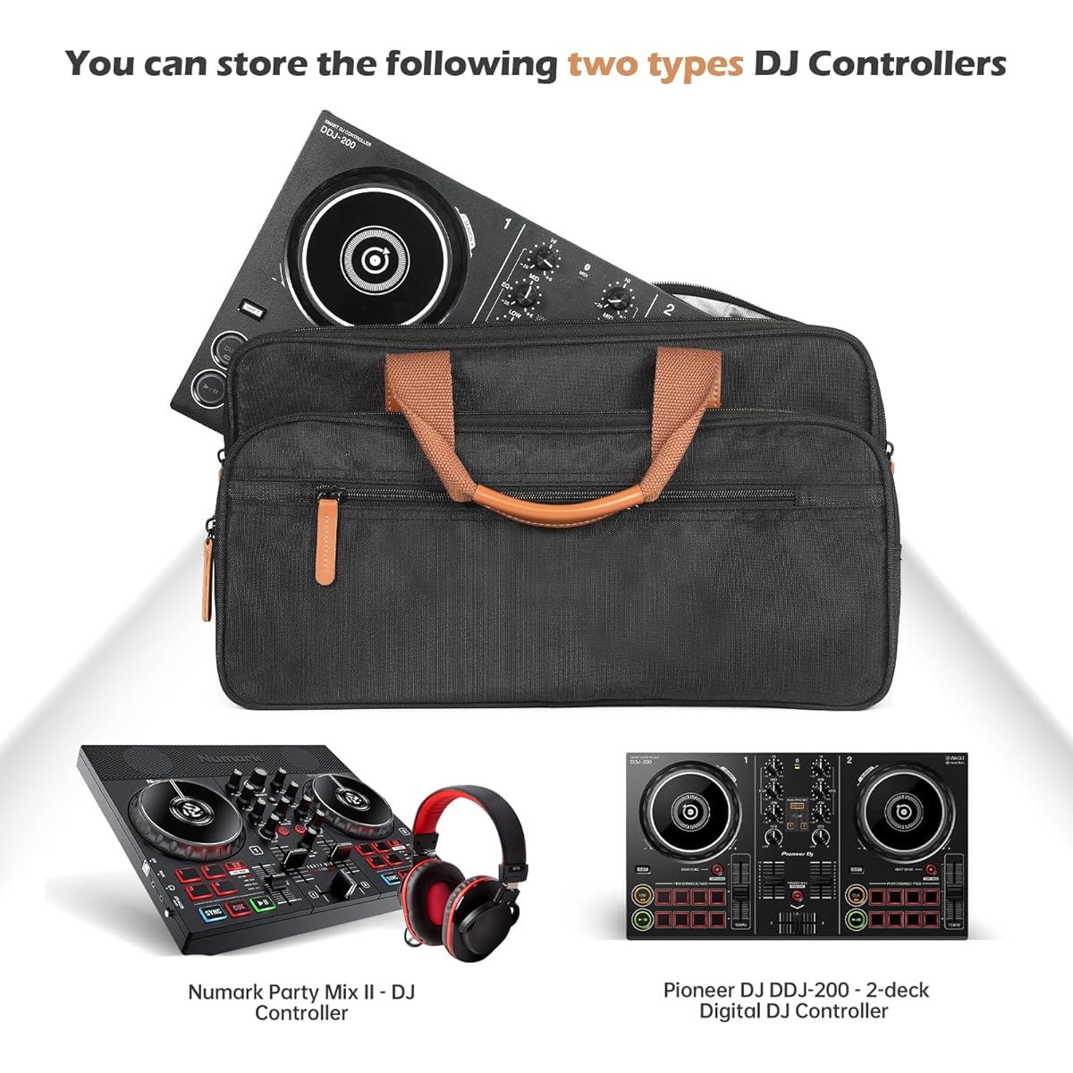OUKNAK Protector Bag Storage Case Tote Bag for Pioneer DJ DDJ-200 Travel Carry Case for Numark Party Mix II Compact DJ Controller Padded Carry Case (for DDJ-200)