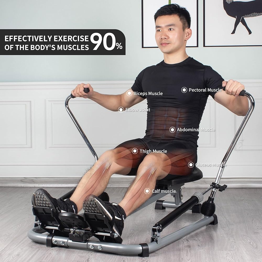 Leikefitness Rowing Machine Foldable Home Hydraulic Rowing Machine with LCD Monitor Full Body Exercise Aerobic Exercise