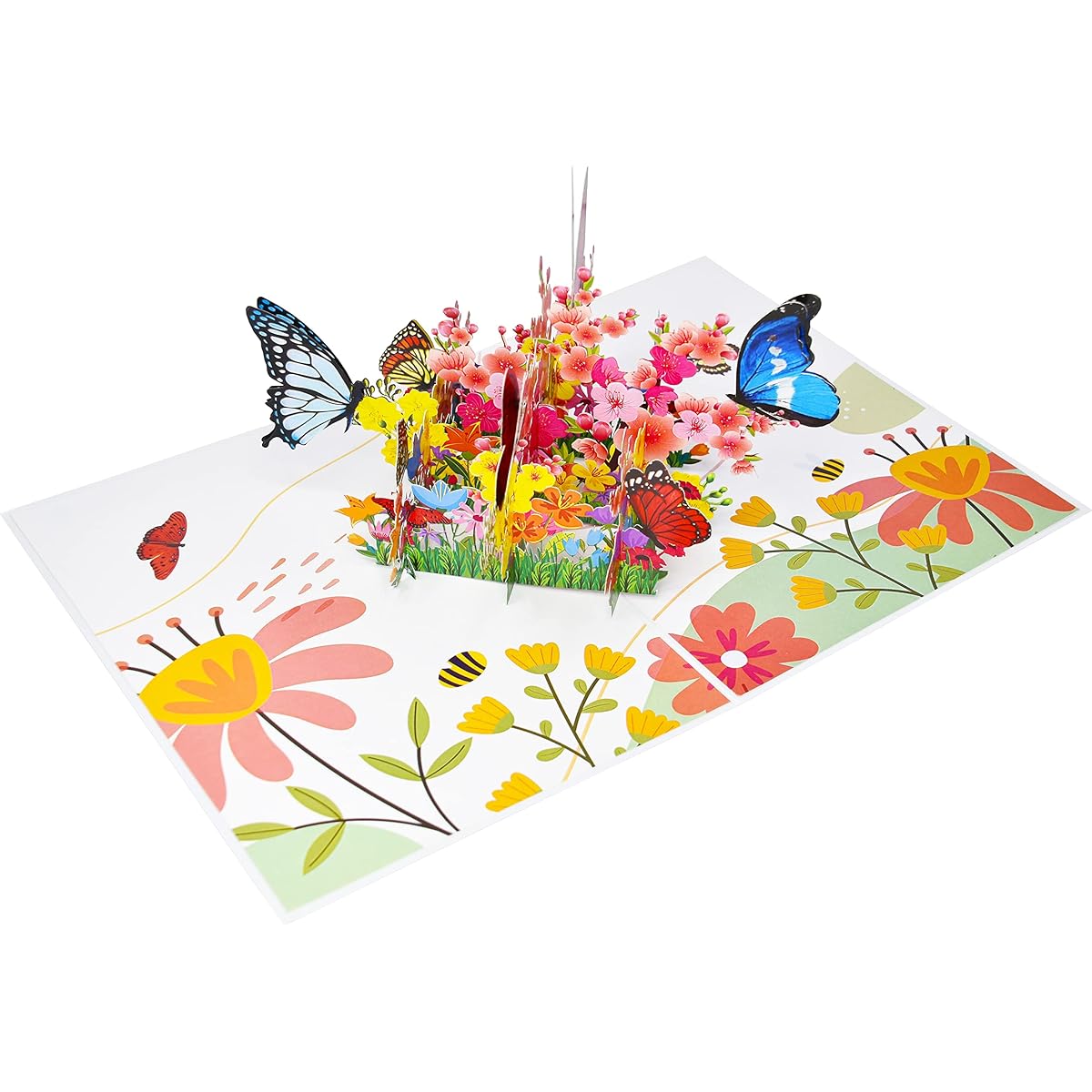 Butterfly with Flowers Pop-up Card 3D Birthday Card Summer Card Anniversary Card Valentine's Day Card Mother's Day Card Retirement Party Celebration