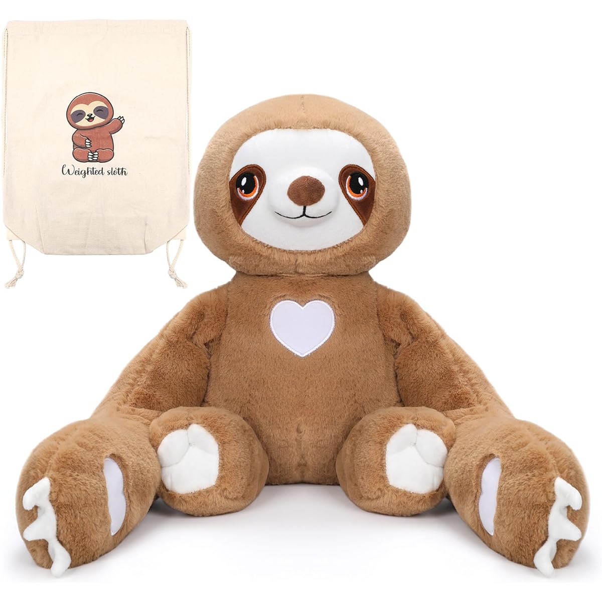 Xhamuon 21.26" Sloth 3.5lb Weighted Plush - Long Arm Sloth 3.5lb Weighted Stuffed Animal Cartoon Long Arm Sloth Plush Toy Valentine's Day Gift for Boys Girls