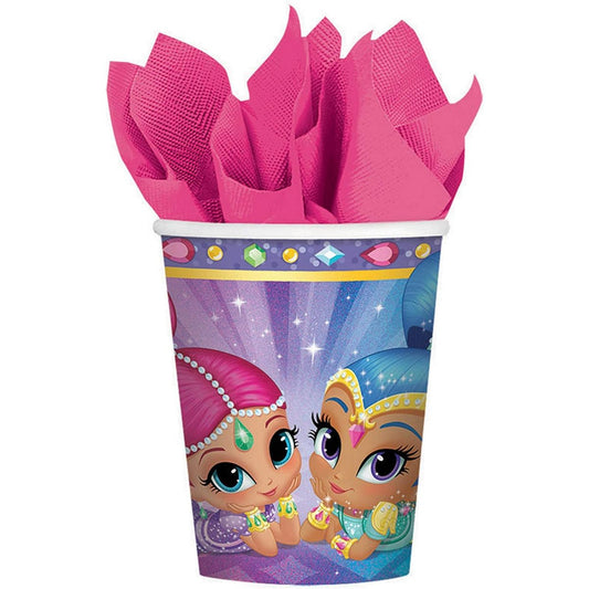 8 Birthday Party 9oz Disposable Paper Drinking Cups with Sparkles
