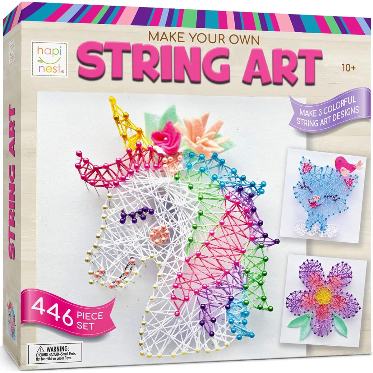 Hapinest String Art Craft Kit Gifts for Tween Girls Ages 10, 11, 12+ | 3 Designs - Unicorn, Cat, Flower